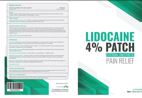 LIDOCAINE packaging