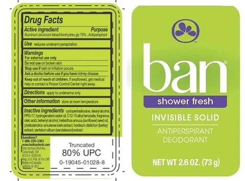 BanInvisible Solid Antiperspirant Deodorant Shower Fresh 포장