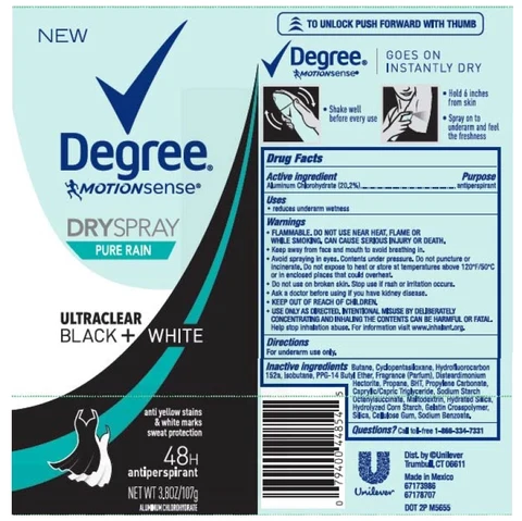 Degree MotionSense Ultraclear Black and White Pure Rain 48H Antiperspirant 포장