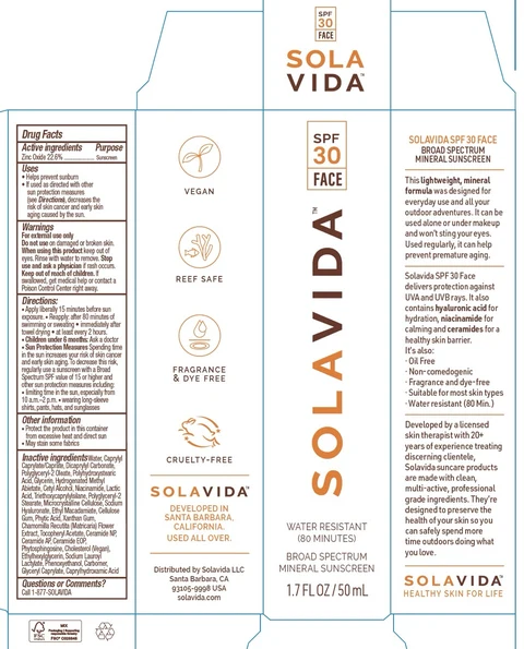 Solavida Broad Spectrum Mineral Sunscreen SPF 30 - Face 포장