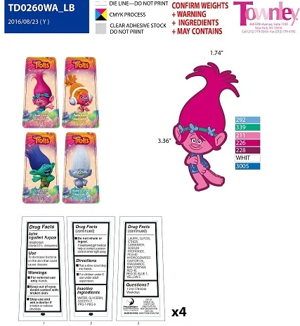 Trolls 4pack Hand SanitizerTD0260WA packaging