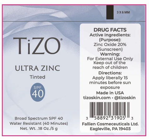 TiZO Ultra Zinc SPF 40 (Tinted) packaging