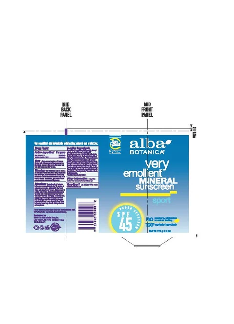 Alba Mineral Sunscreen Sport SPF45 Broad Spectrum 포장