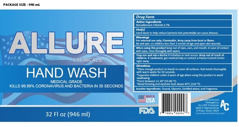 ALLURE CHEMICALS HAND WASH 포장