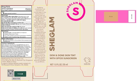 Sheglam Dew and Done Skin Tint with SPF 20 Nude 포장