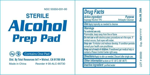 Sterile Alcohol Prep Pads packaging