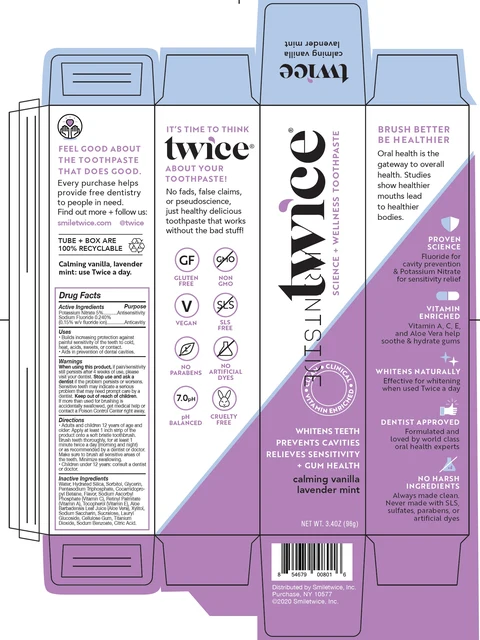 Twice Science and Wellness Calming Vanilla Lavender Mint 포장