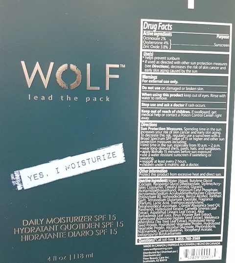 Wolf Daily Moisturizier SPF 15 packaging