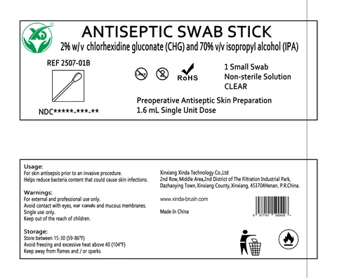 Swab Stick 2% w/w chlorhexidine gluconate (CHG) and 70% v/v isopropyI alcohol (IPA) 포장