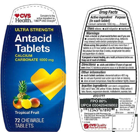 Ultra Strength Antacid Tropical fruit 포장