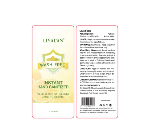 WASH FREE INSTANT HAND SANITIZER packaging