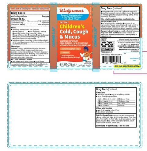 Walgreen Daytimel Kids Cold Cough plus Mucus 포장