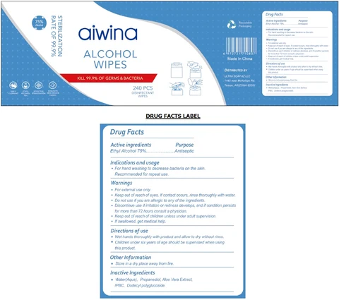 aiwina ALCOHOL WIPES packaging