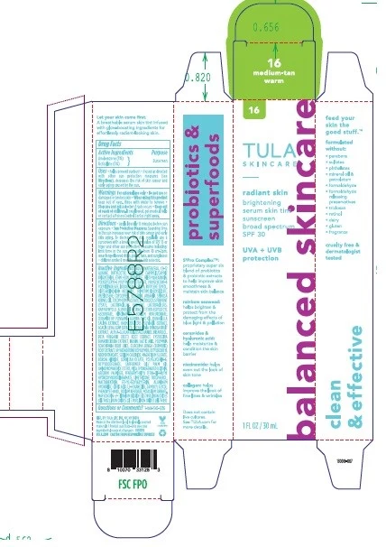 TULA RADIANT SKIN BRIGHTENING SERUM SKIN TINT SUNSCREEN BROAD SPECTRUM SPF 30 포장