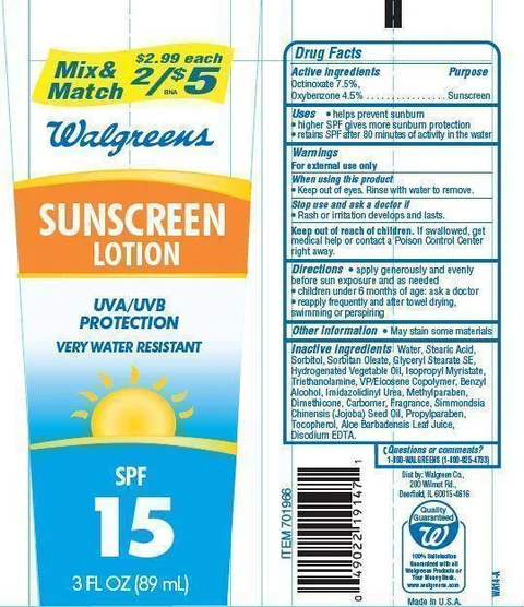 Walgreens SunscreenSPF 15 packaging