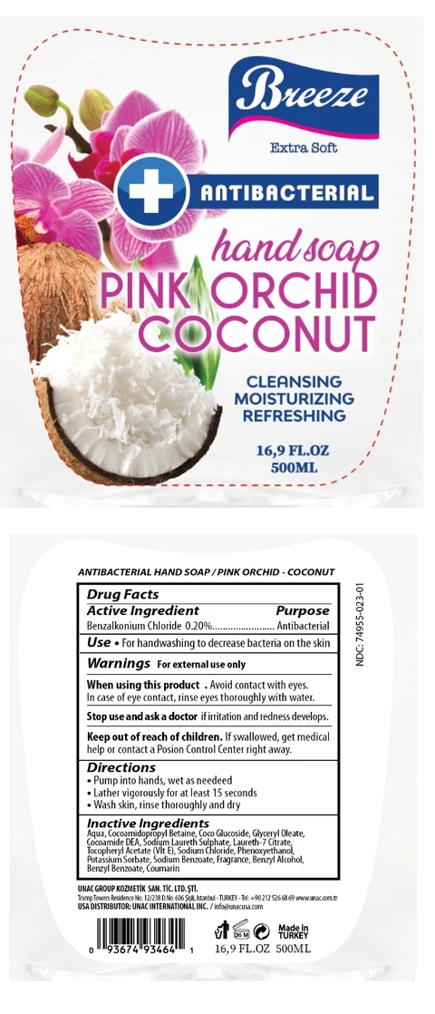 Breeze ANTIBACTERIAL handsoap PINK ORCHID COCONUT packaging