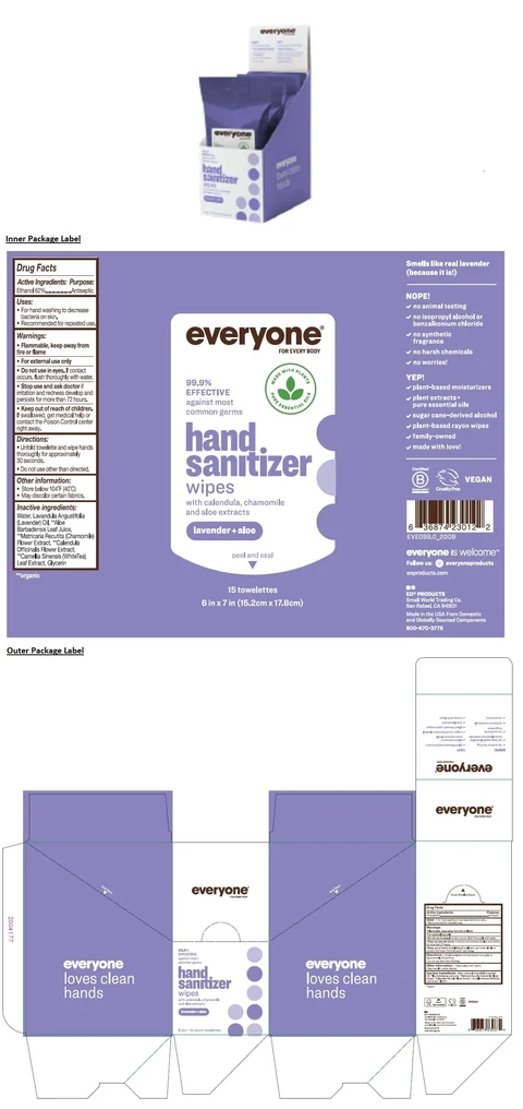 everyone hand sanitizer wipeslavender aloe packaging