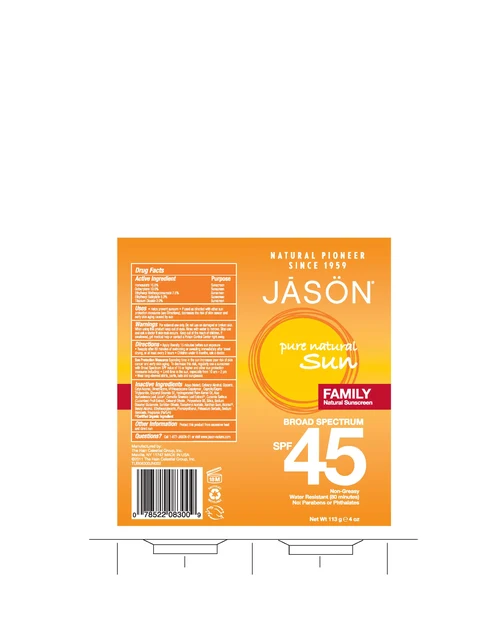 Jason Pure Natural Sun Family Natural Sunscreen Broad Spectrum SPF45 packaging