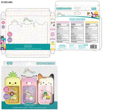 Smart Care SQUISHMALLOWS 1.69 FL OZ 3PK HAND SANITIZERS (Blooming Blush Scent, Lovely Lavender Scent, Passion Pineapple Scent) 포장
