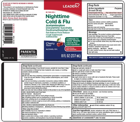 Leader Nighttime Cold and Flu packaging