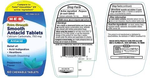 HEB Extra Strength Smooth Antacid Peppermint 포장