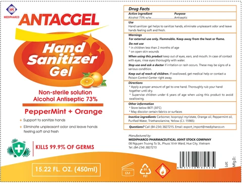 Hand Sanitizer Gel with Peppermint and Orange