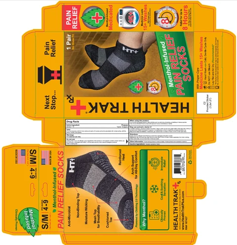 Health Trak Plus Menthol-Infused Pain Relief Socks packaging