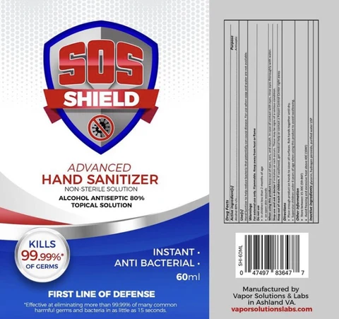 SOS Shield Hand Sanitizer 포장