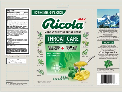 RICOLA MAX THROAT CARE COOL PEPPERMINT 포장
