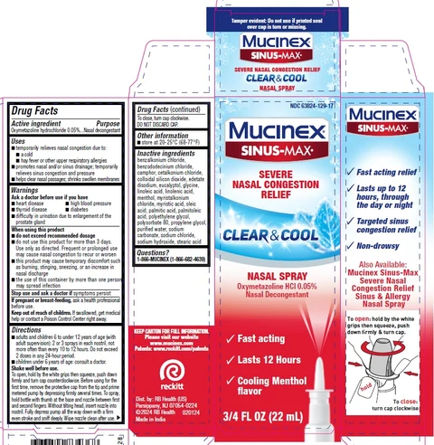 MUCINEX SINUS-MAXSEVERE NASAL CONGESTION RELIEF CLEAR and COOL NASAL 포장