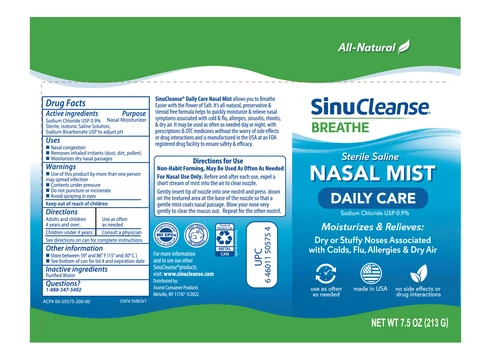 SinuCleanse Sterile Saline Mist Daily Care 포장