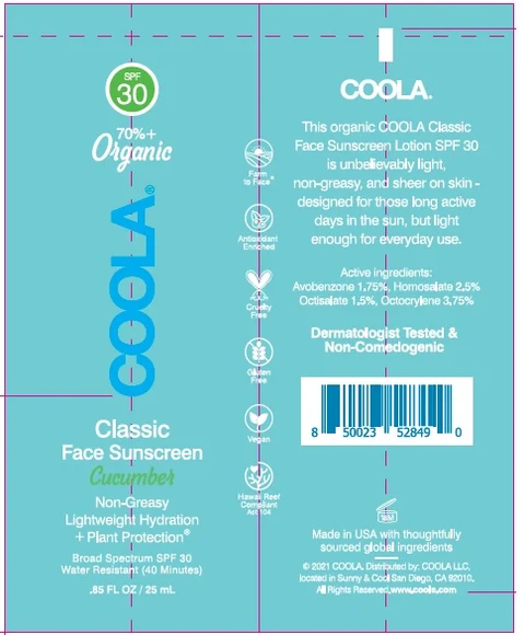 COOLA CLASSIC FACE SUNSCREEN Cucumber Broad SpectrumSPF 30 packaging