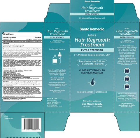 Santo Remedio Mens Hair Regrowth Treatment Minoxidil Topical Solution Extra Strength Unscented 포장