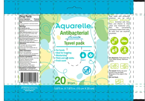 Aquarrelle Antibacterial Wipes 20 packaging