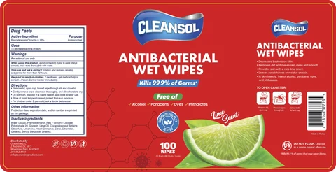 Cleansol Antibacterial Wet Wipes 포장