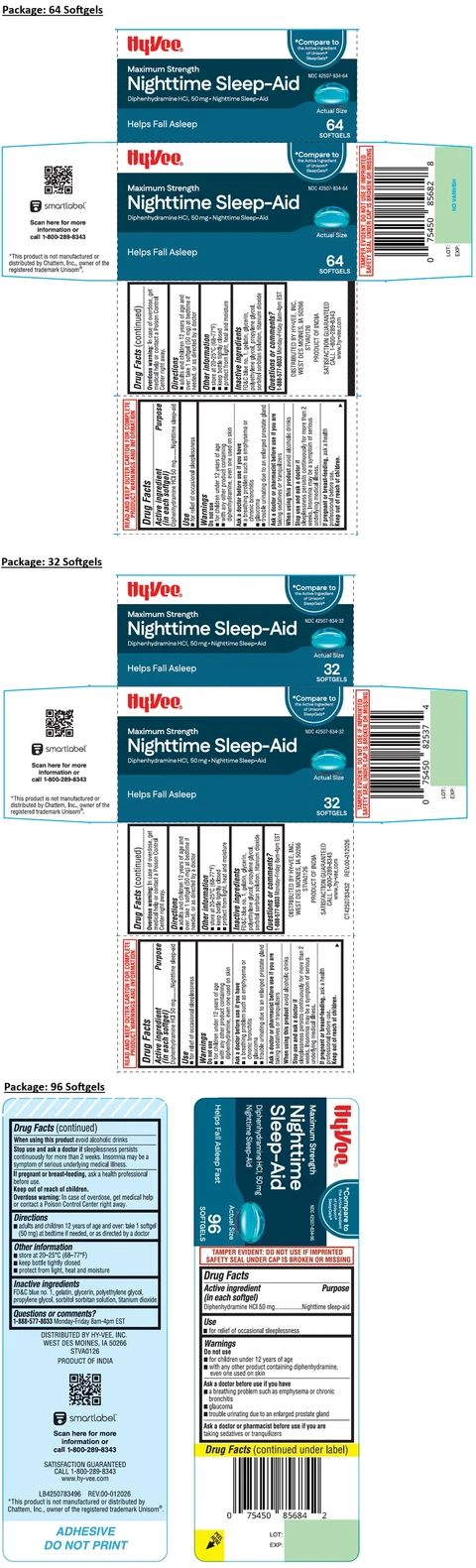 HyVee Maximum Strength Nighttime Sleep-Aid SOFTGEL 포장