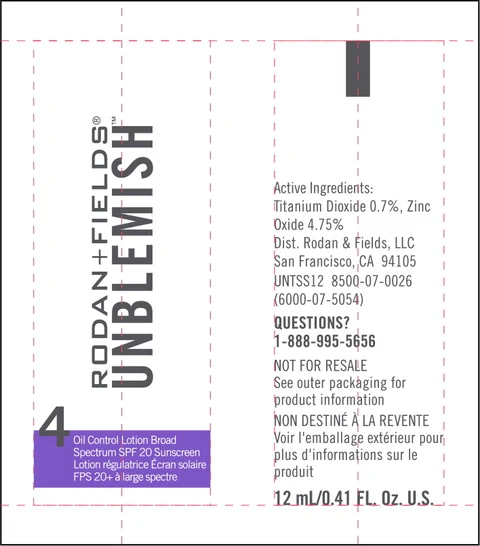 Principal display Panel - Rodan Fields Unblemish Oil Control Lotion Label
