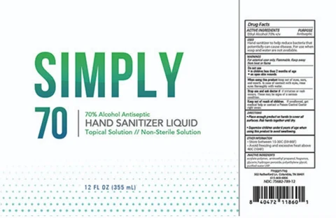 Simply 70 Hand Sanitizer Liquid 포장