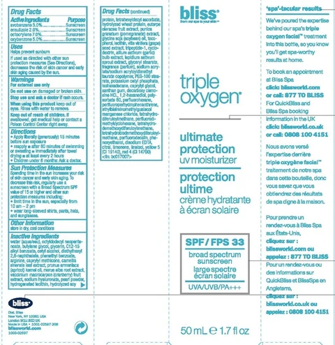 Bliss Triple Oxygen Ultimate Protection UV Moisturizer SPF 33 포장