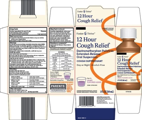 foster and thrive 12 hour cough relief packaging