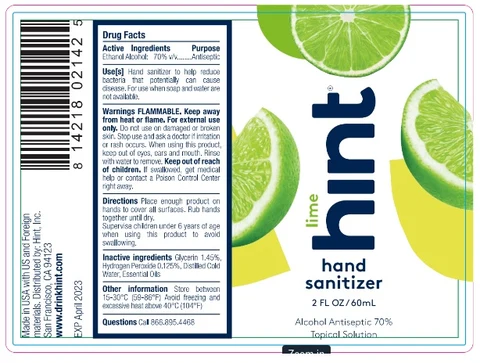 Lime Hint Hand Sanitizer packaging