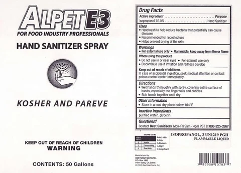 Alpet E3 Hand Sanitizer Spray 포장