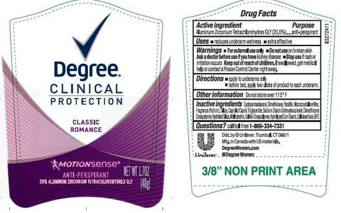 DegreeClinical Protection Motion Sense Classic Romance Antiperspirant and Deodorant 포장