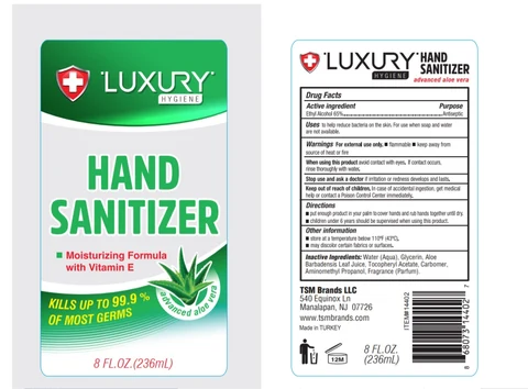 Luxury Hand Sanitizer Aloe packaging