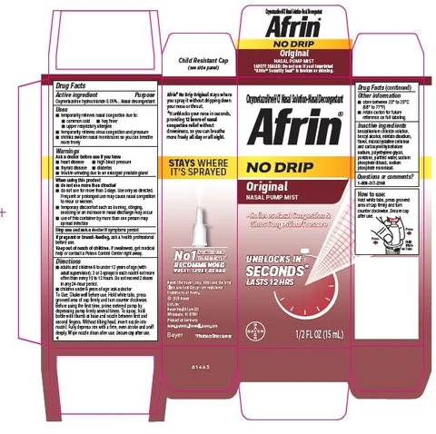 Afrin No DripOriginal Pump Mist 포장