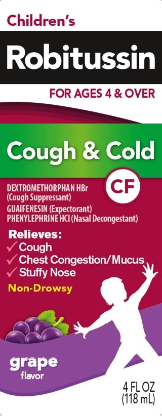 Childrens Robitussin Cough and Cold CF packaging