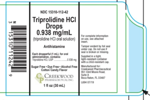 Triprolidine HCl Drops packaging