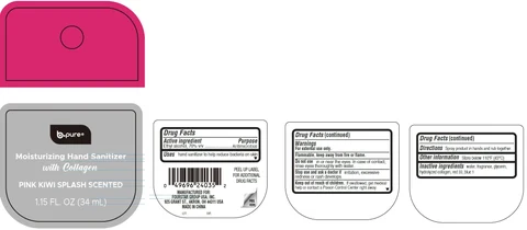 B-Pure Moisturizing Hand Sanitizer with Collagen, Pink Kiwi Splash Scented 포장