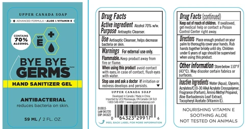 Bye Bye Germs HAND SANITIZERaloe and vitamin E packaging