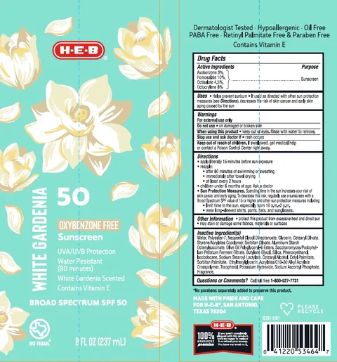 HEB SPF 50 White Gardenia Sunscreen 포장